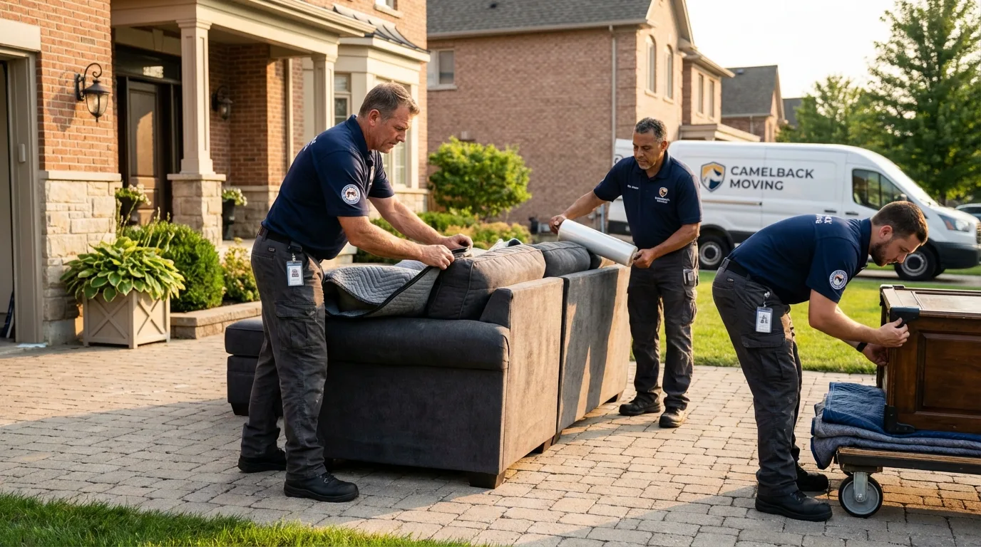 Large estate moving crew wrapping furniture in Adamstown, MD