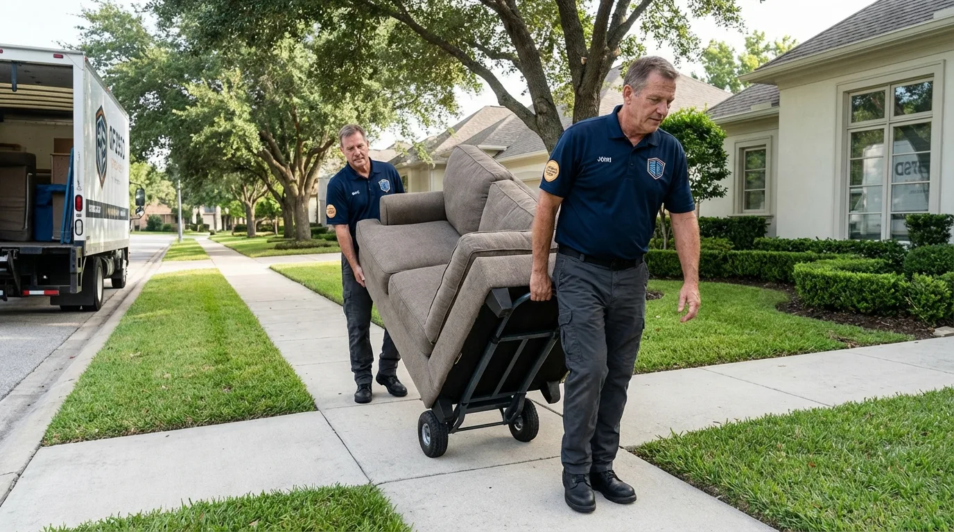 Local residential moving crew loading furniture in Adamstown, MD